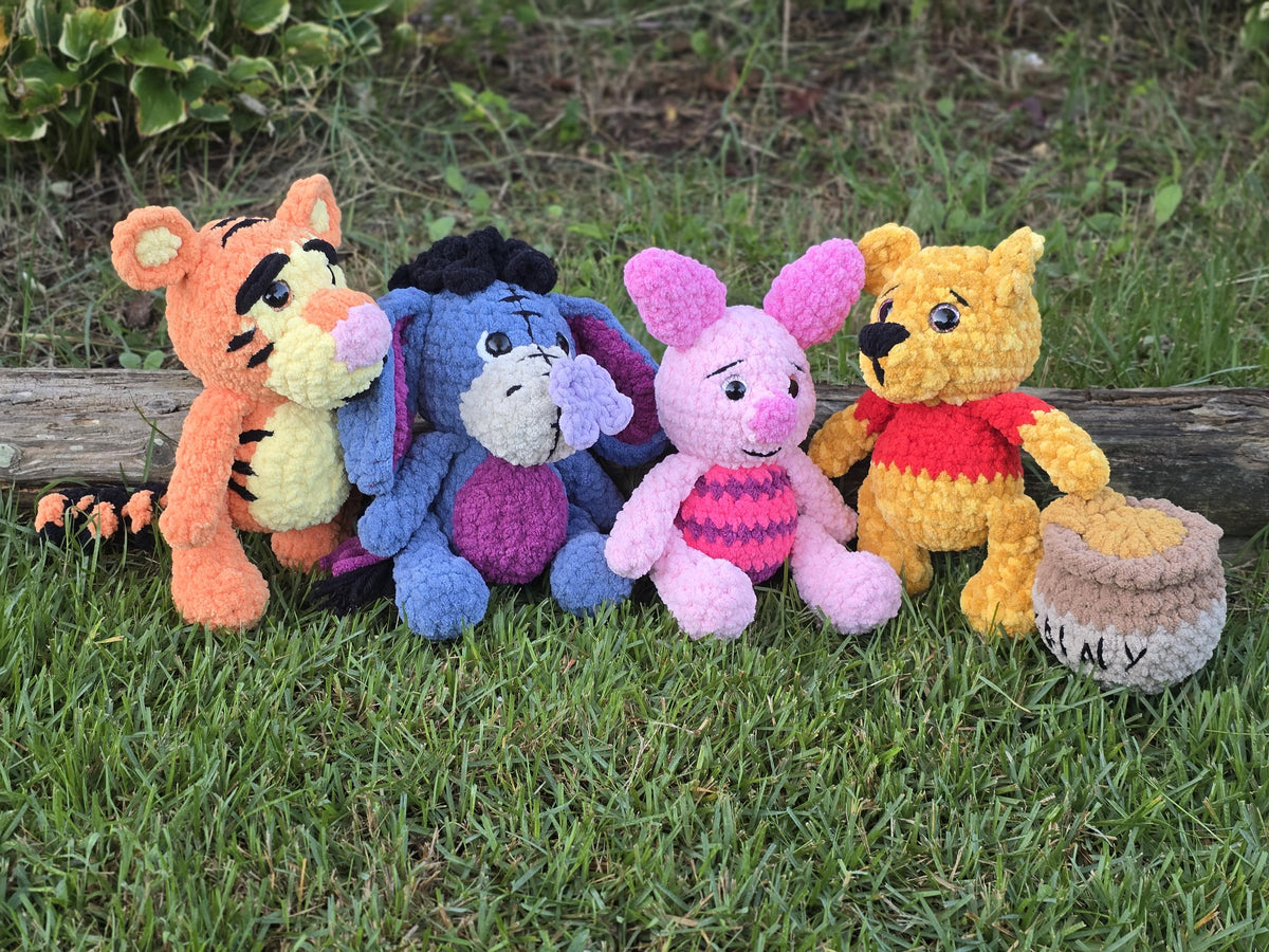 CROCHET PATTERN BUNDLE, Hundred-Acre Story Book Collection, Classic Winnie-the-Pooh, Eeyore, Piglet, Tigger, Bear