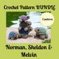 Crochet Pattern BUNDLE, Turtle Trio, Norman, Sheldon and Melvin Turtle Patterns, NO SEW