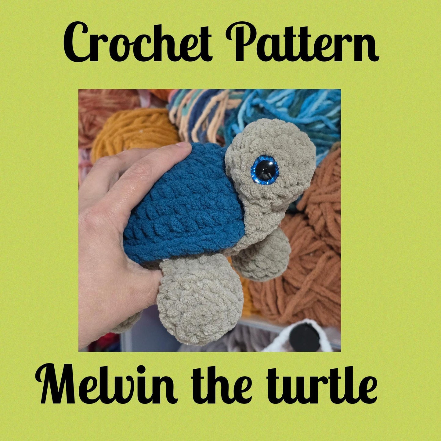 Crochet Pattern, Melvin the Turtle, NO Sew Crochet Pattern