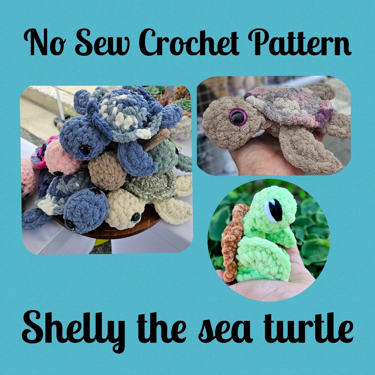 Crochet Pattern, Shelly the Sea Turtle, No Sew Crochet Pattern