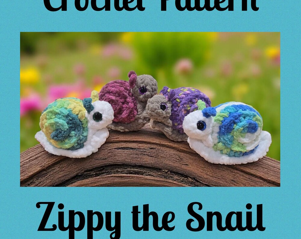 CROCHET PATTERN, Zippy the Snail, No Sew Crochet Pattern