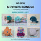 Ocean Crochet Pattern Bundle | No Sew Amigurumi Set 1 | Sea Turtle, Pufferfish, Whale, Goldfish, Jellyfish, Stingray | Bubble Buddies