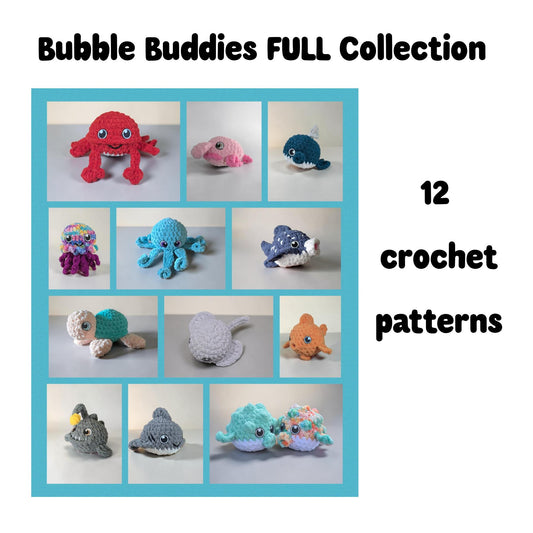 Bubble Buddies FULL Collection Crochet Pattern Bundle | 12 Amigurumi Patterns | Ocean Animals | No Sew Plush | PDF Download