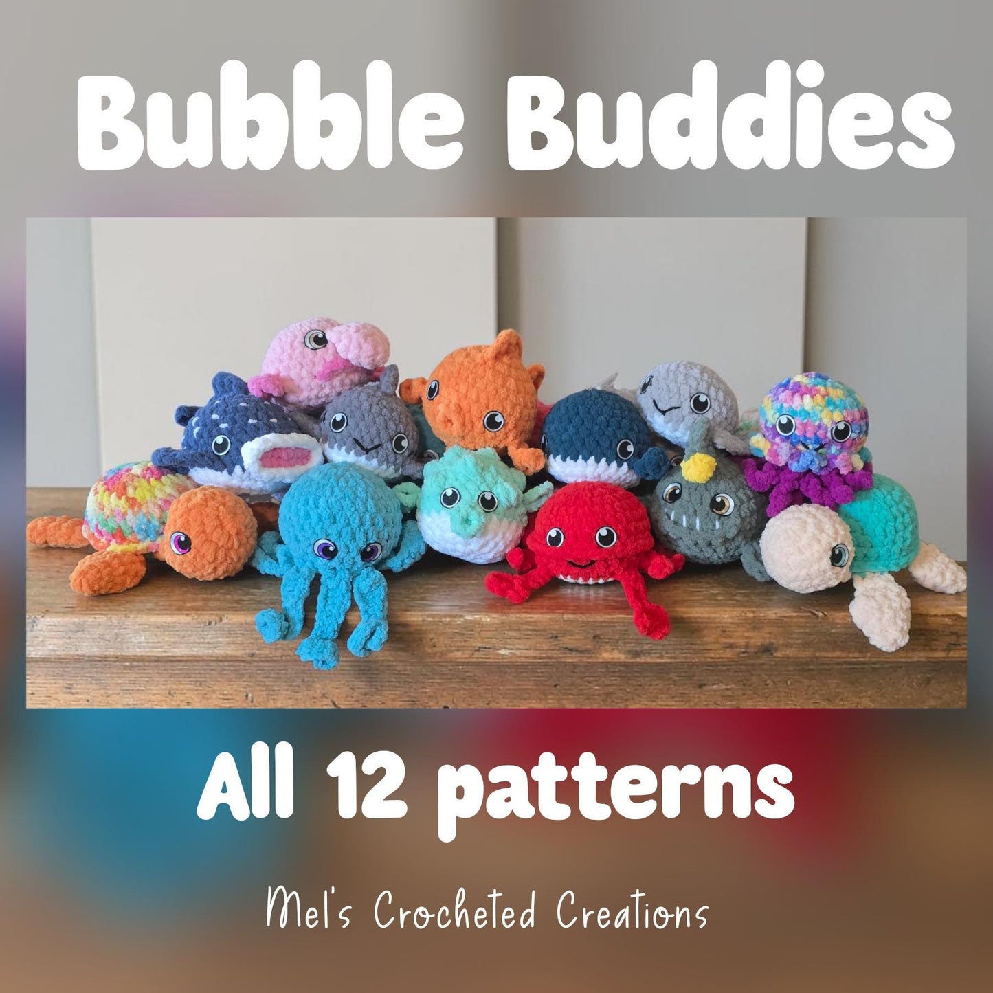 Bubble Buddies FULL Collection Crochet Pattern Bundle | 12 Amigurumi Patterns | Ocean Animals | No Sew Plush | PDF Download