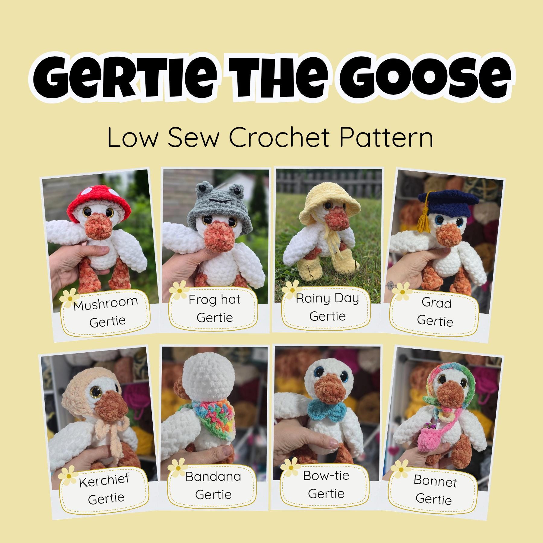 Crochet Pattern, Gertie the Goose, Amigurumi Plush Pattern, Goose Crochet Pattern, Plushie Pattern, Accessories Included, Digital Download