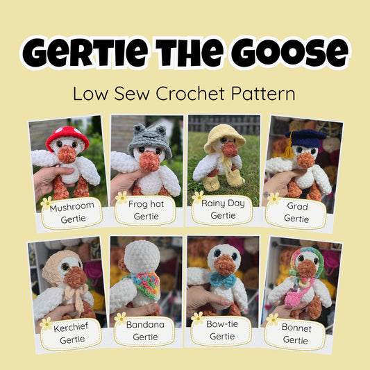 Crochet Pattern, Gertie the Goose, Amigurumi Plush Pattern, Goose Crochet Pattern, Plushie Pattern, Accessories Included, Digital Download
