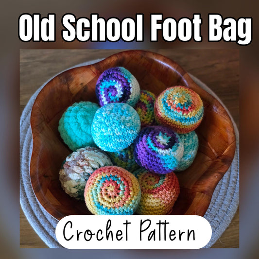 Old School Foot Bag Crochet Pattern, PDF, Footbag, Crocheted Kick Bag, Freestyle Foot Bag