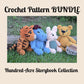 CROCHET PATTERN BUNDLE, Hundred-Acre Story Book Collection, Classic Winnie-the-Pooh, Eeyore, Piglet, Tigger, Bear