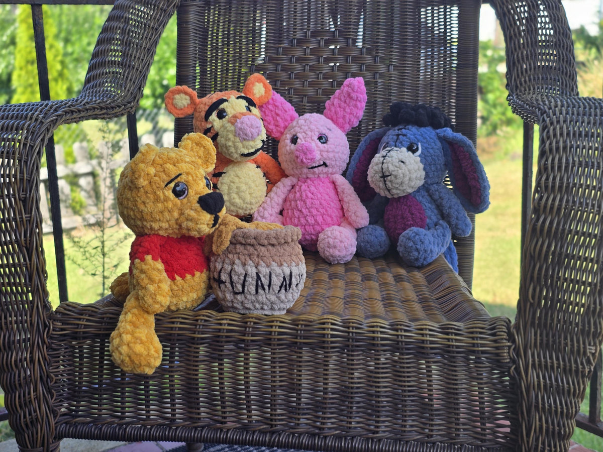 CROCHET PATTERN BUNDLE, Hundred-Acre Story Book Collection, Classic Winnie-the-Pooh, Eeyore, Piglet, Tigger, Bear