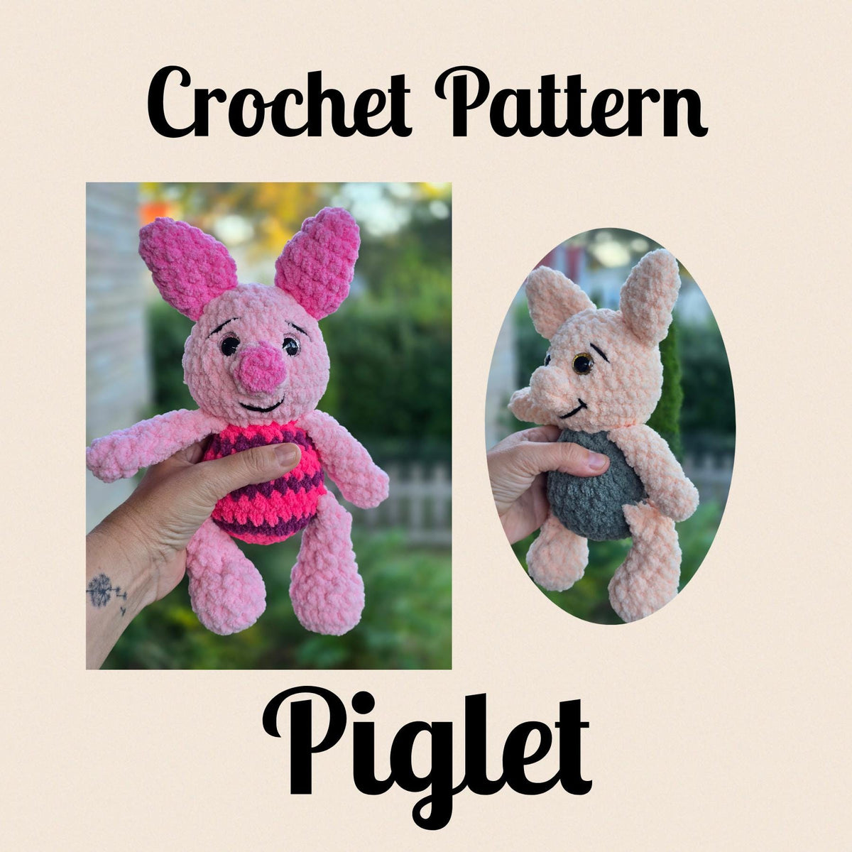 CROCHET PATTERN, Piglet, Hundred-Acre Story Book Collection, Classic Winnie-the-Pooh