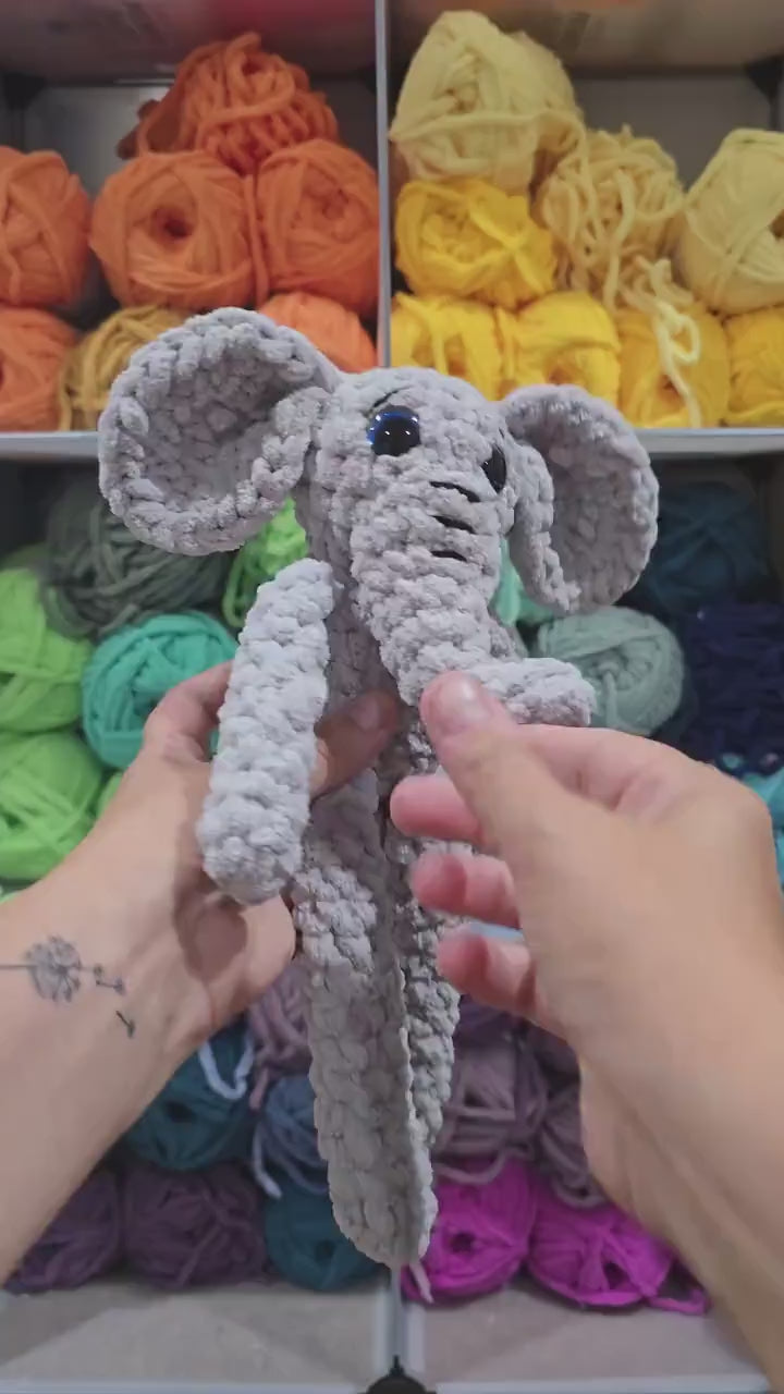 CROCHET PATTERN, Tooty the Elephant, Whimsy Friends Collection, Elephant Crochet Pattern, Peanut, Crochted Peanut