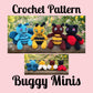 CROCHET PATTERN BUNDLE, Buggy Minis, Dottie the Ladybug, Flutters the Butterfly, Bee-Linda the Bee