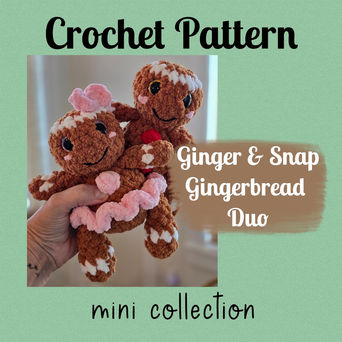 CROCHET PATTERN, Gingerbread Duo, Ginger and Snap