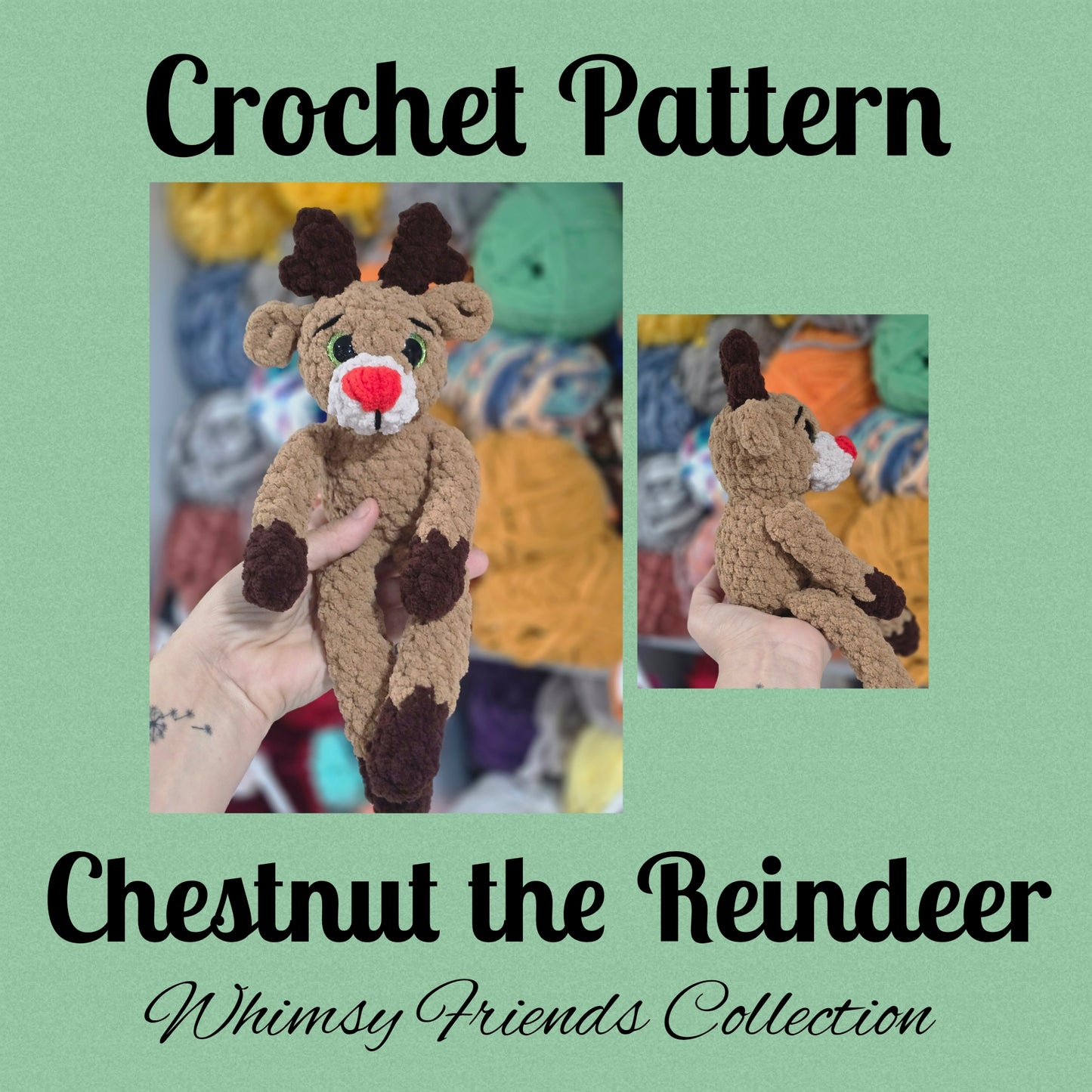 CROCHET PATTERN ~ Chestnut the Reindeer, Whimsy Friends